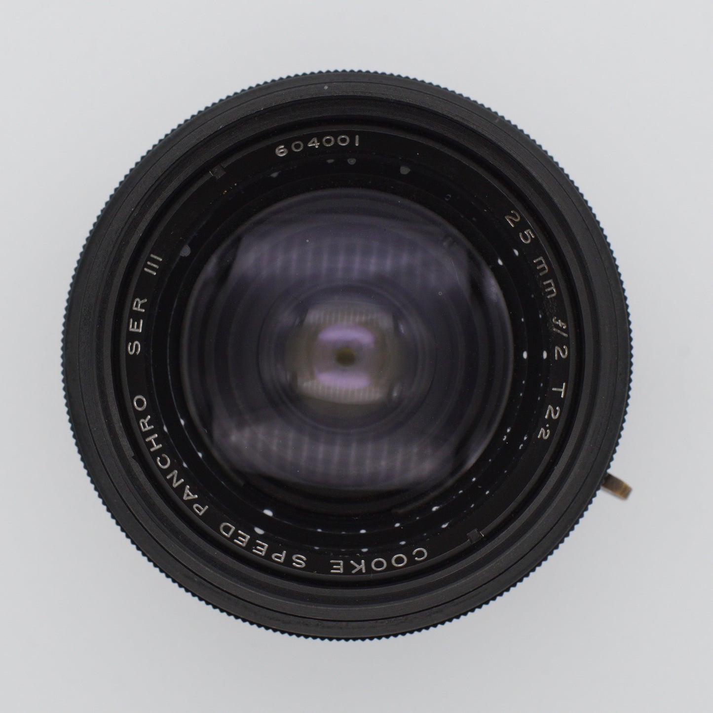 Cooke Speed Panchro 25mm f/2 (T2.2) Series III vintage lens by Taylor Hobson, iconic for its warm, cinematic look, displayed with a metal body and classic design, available at Retro Cameras Ireland