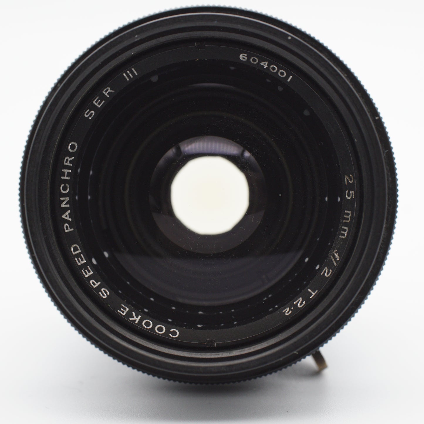 Cooke Speed Panchro 25mm f/2 (T2.2) Series III vintage lens by Taylor Hobson, iconic for its warm, cinematic look, displayed with a metal body and classic design, available at Retro Cameras Ireland