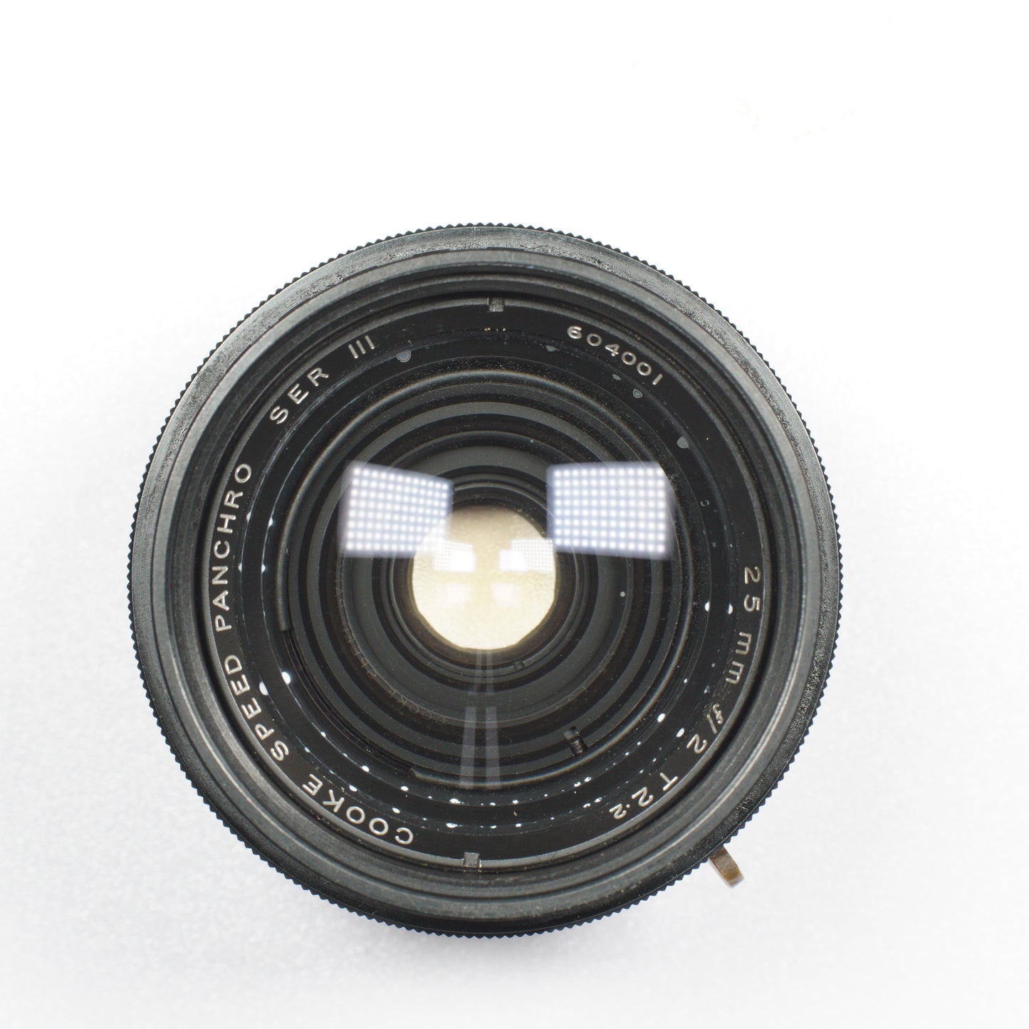 Cooke Speed Panchro 25mm f/2 (T2.2) Series III vintage lens by Taylor Hobson Front, iconic for its warm, cinematic look, displayed with a metal body and classic design, available at Retro Cameras Ireland