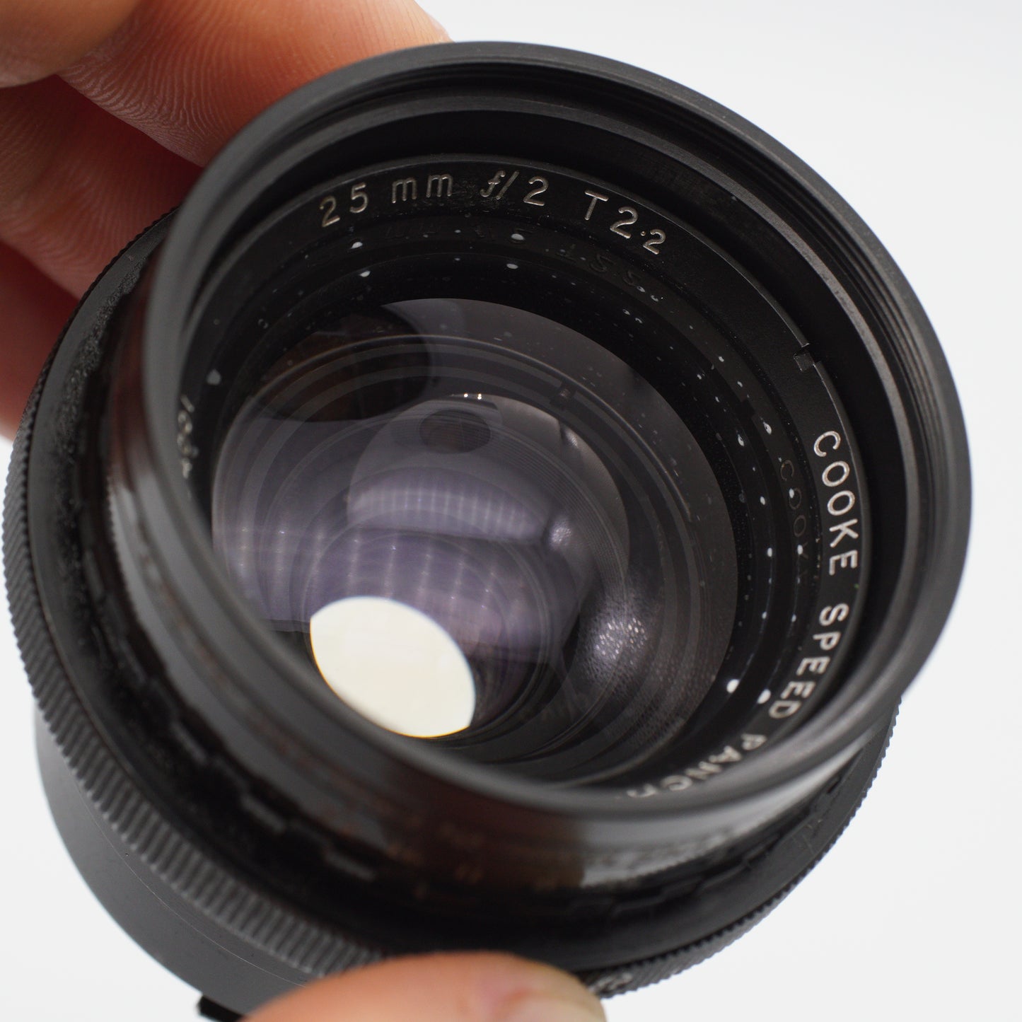 Cooke Speed Panchro 25mm f/2 (T2.2) Series III vintage lens by Taylor Hobson, iconic for its warm, cinematic look, displayed with a metal body and classic design, available at Retro Cameras Ireland