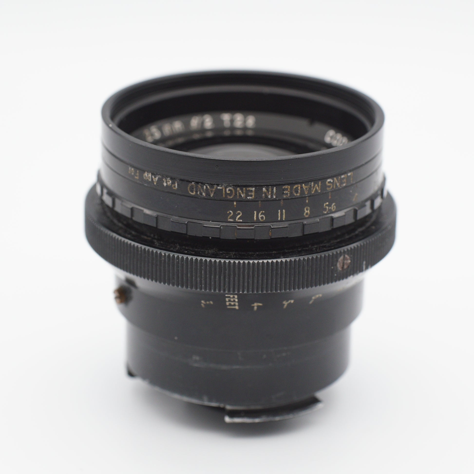 Cooke Speed Panchro 25mm f/2 (T2.2) Series III vintage lens by Taylor Hobson, iconic for its warm, cinematic look, displayed with a metal body and classic design, available at Retro Cameras Ireland