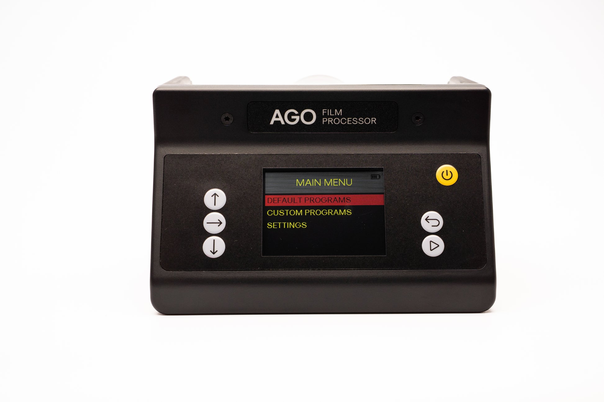 AGO film processor with digital display on a white background